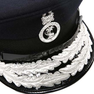 Black and silver officer peaked cap