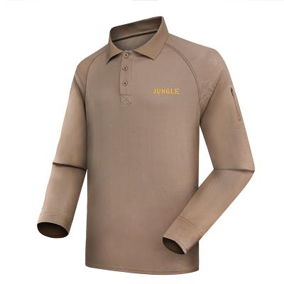 Military dark khaki long sleeve polo T shirt