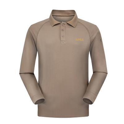 Military dark khaki long sleeve polo T shirt