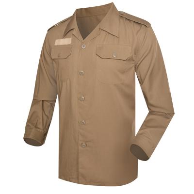 Yellowish-Brown Military Officer Epaulet Long Sleeve Shirt