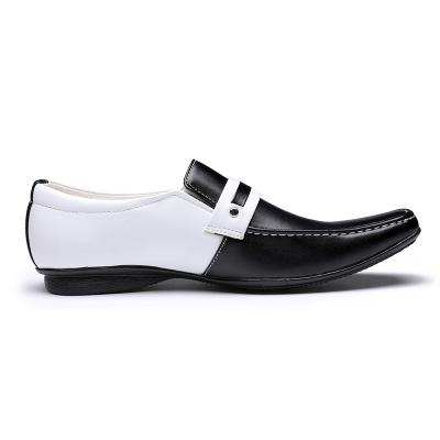 Black and white genuine leather business shoes